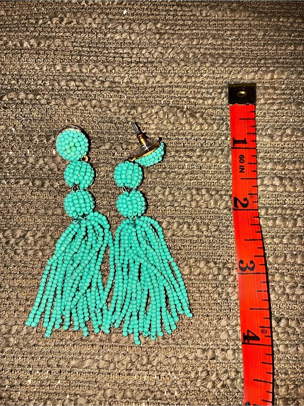 Beaded Tassel Earrings in Blue Like New